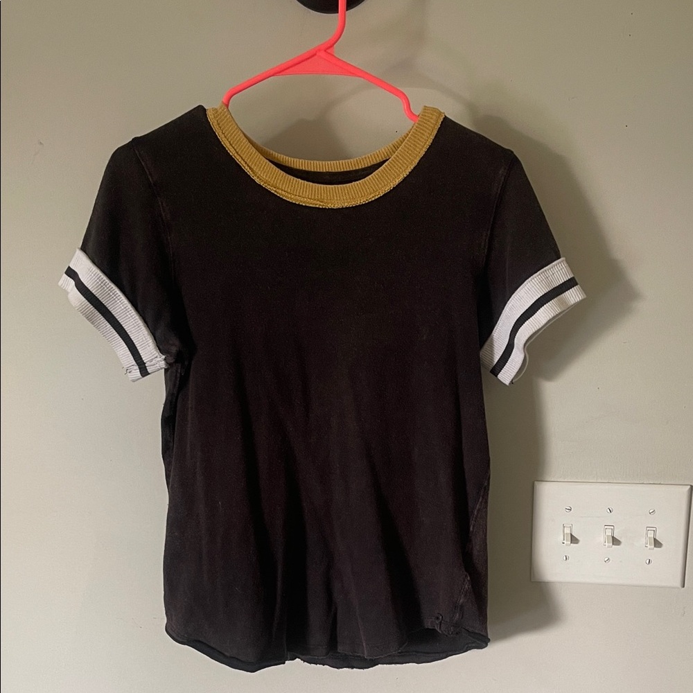 We The Free Black Tee with Gold and White Accents